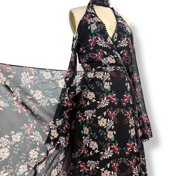 New w/Tags NICHOLAS pure silk floral flowing Goddess cold shoulder dress - Picture 15 of 16